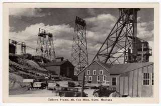Postcard Gallows Frame @ Mt. Con Mine in Butte, Montana  
