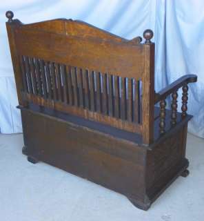 Antique Oak Hall Bench with Lift Up Seat for Storage Nice  