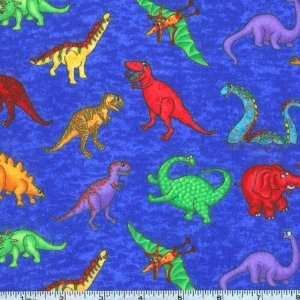  45 Wide Moda Dinosaur Uproar Flannel Royal Fabric By The 