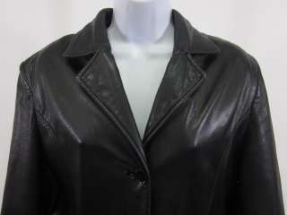 RIBAK Black Buttoned Long Leather Jacket Coat Sz Large  