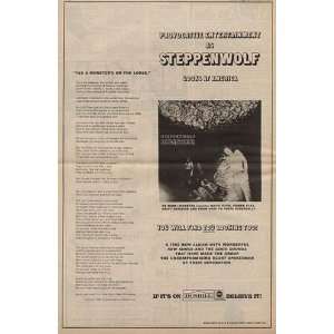  Steppenwolf Original Monster LP Promo Poster Ad 1969