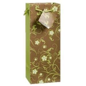 Floral Brown/green Wine Bag 