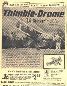 1959 ad lg thimble drome lil stinker l m cox models hot rod  
