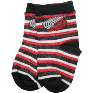   Trail Blazers Infant Red Black Sport Stripe Socks