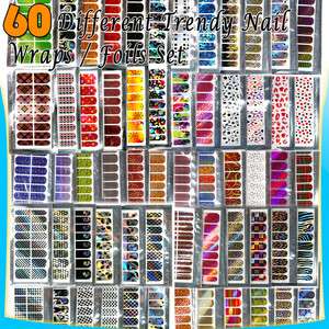 60pcs Diff Colors Trendy Style Acrylic Nail Art Tip Wraps / Foils 