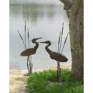  Rustic Heron with Cattails Sculpture Patio, Lawn & Garden