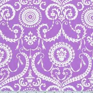  45 Wide Mod Girls Karen Damask Purple Fabric By The Yard 