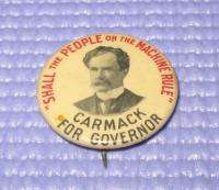 Antique/Vintage 1896 Carmack Round Political Candidate Pin  