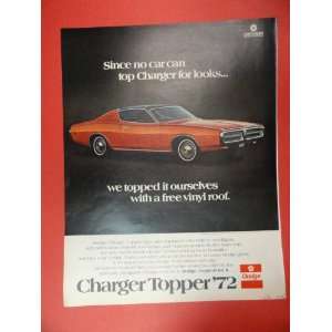  1972 Charger Topper Ad (Red Car)) Orinigal Vintage 