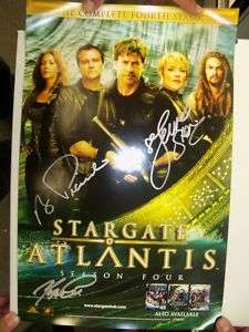 SDCC Stargate Atlantis Cast signed Poster Jewel Staite+  