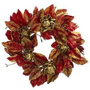  24 Burgundy & Gold Artichoke Wreath Patio, Lawn & Garden