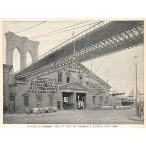  1893 Print Clydes Steamship Pier Roosevelt Street NYC 