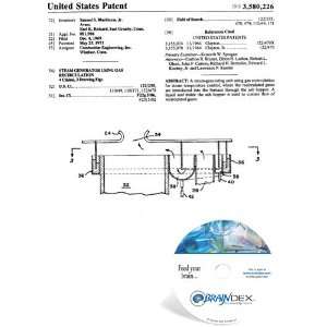  NEW Patent CD for STEAM GENERATOR USING GAS RECIRCULATION 
