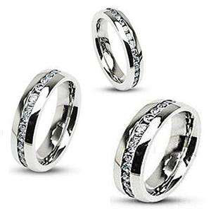   & Hers Stainless Steel CZ Eternity Wedding Band Ring Set Sizes 6 12