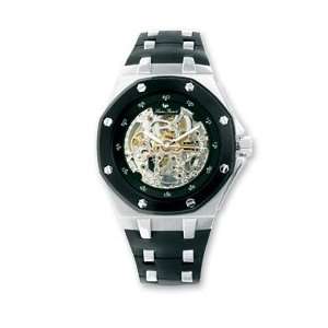  Mens Lucien Piccard Skeleton Automatic Blk Silicon Rubber 