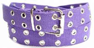 Canvas 2 Hole With Silver Grommet Belt In PURPLE  