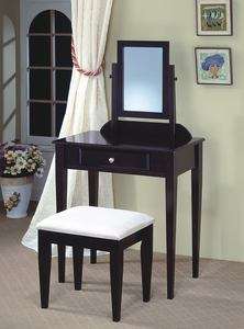 Cappuccino Vanity Makeup Table and Stool with Mirror 300079  