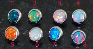 Pc 5mm Opal Stone Dermal Anchor Flat Head Chose Color  