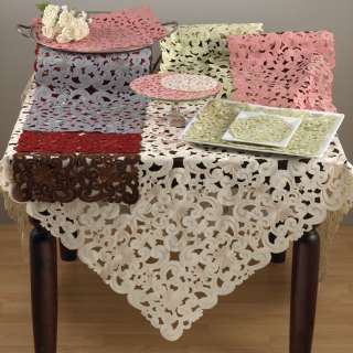   Embroidery Cutwork Floral Tablecloth 36 Square   6 Colors Avail. New