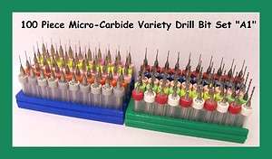 100 Piece Micro Carbide Variety DRILL Bit Set  PCB   A1  