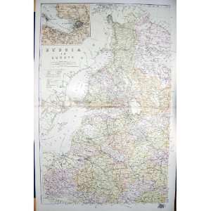  BACON MAP 1894 RUSSIA EUROPE ST. PETERSBURG GOTHLAND