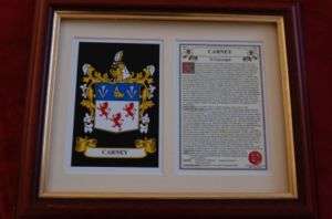 Carney Heraldic Framed Coat of Arms + Family Crest  