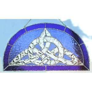  Blue & Clear Celtic Knot in Stained Glass Suncatcher