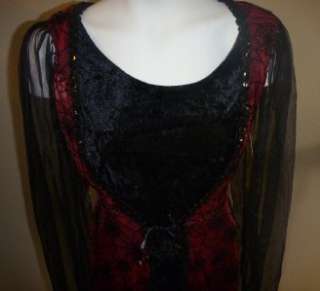 NWT Womens Black & Red Spider VAMPIRESS Stand Up Collar Costume Dress 
