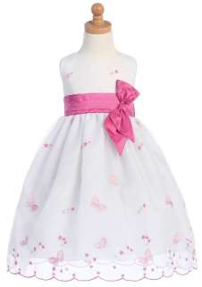 New Girls White Pink BUTTERFLY Special Occasion Dress  