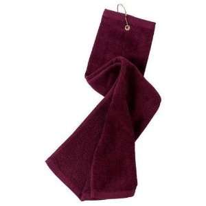   Authority Grommeted Tri fold Golf Towel   Maroon