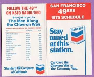 1975 NFL San Francisco 49ers Football Schedule K0453  