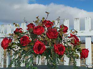 Funeral Caskets Grave Tombstone Saddle Red Roses  
