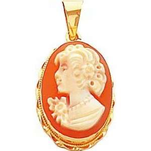    14K Yellow Gold Shell Cameo Pendant Necklace Jewelry Jewelry