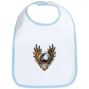  Baby Bib Sky Blue Bald Eagle with Feathers Dreamcatcher 