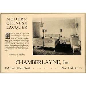  1918 Ad Chamberlayne Chinese Lacquer Bedroom Decor NY 