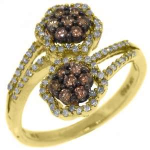   Yellow Gold .50 Carats Brilliant Round Champagne Diamond Ring Jewelry