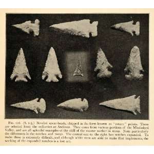  1910 Print Spearheads Mississippi Valley Archeology 