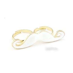  Charmed By Stacy WHITE Mustache Ring (Two fingers 