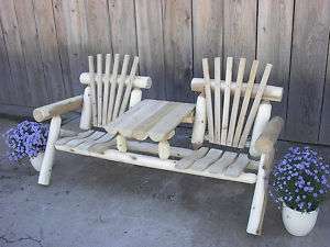 Cedar Log Sette double seat bench and table Amish Made  