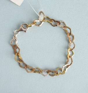 Silvex Hammered Heart Link Bracelet Gold Copper $100  