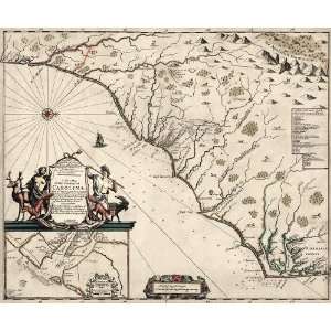  Antique Map of North and South Carolina (1682) by Joel 
