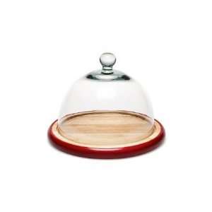  Red and Natural Wood Cheese Dome By Abbott Kitchen 