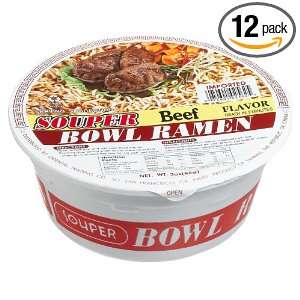 Souper Ramen Beef, 3 Ounce Bowls (Pack Grocery & Gourmet Food