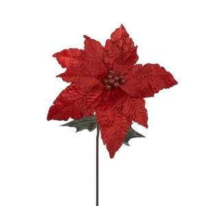  Pack of 6 Red Velvet Poinsettia Flower Artificial 