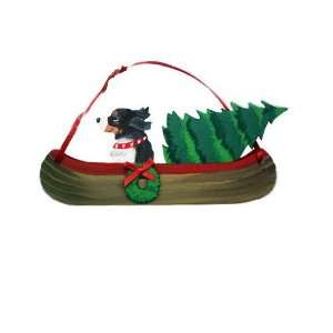  Bernese Mountain Dog Canoe Wood Handpainted 3 Dimensional 