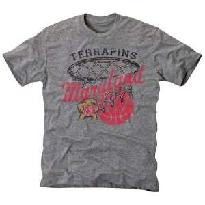  NCAA Maryland Terrapins Hoop Tri Blend T Shirt   Ash 