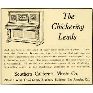  1901 Ad Chickering Pianos Southern California Music L A 