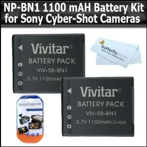 Battery Kit For Sony CyberShot Camera Includes 2 NP BN1 For Sony 