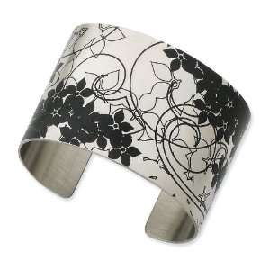   Stainless Steel Floral Rain Brushed Cuff Bangle Chisel Jewelry
