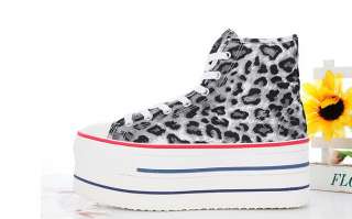 Women Canvas Platform Sneakers Leopard Gray US 6/7/8  